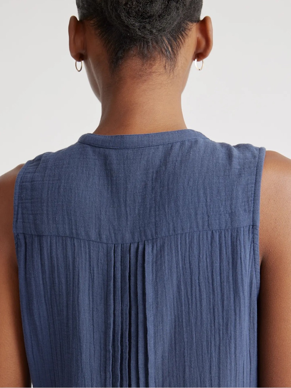 Quince Navy Pintuck Sleeveless Dress - Picture 4 of 8